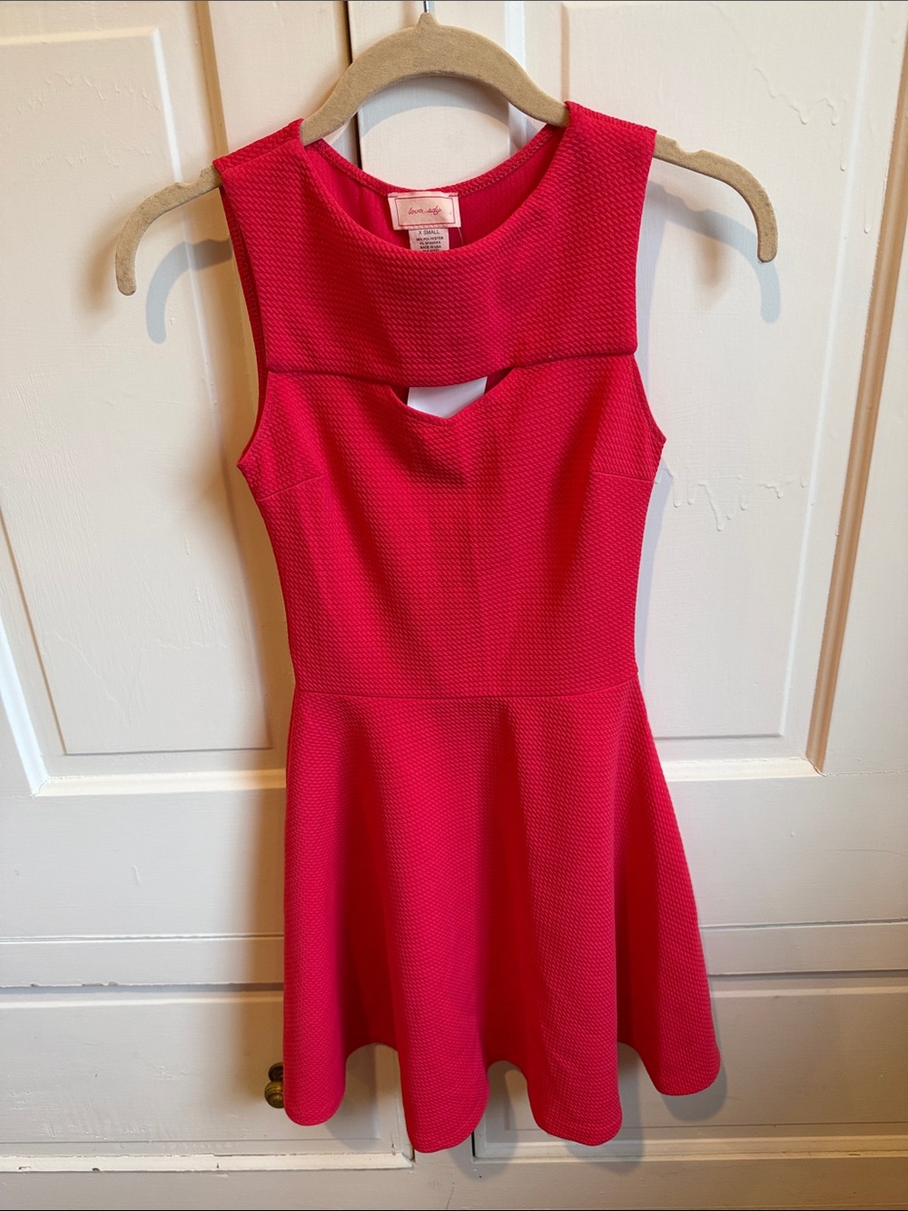 love...ady Hot Pink Sleeveless Fit & Flare Dress with Keyhole